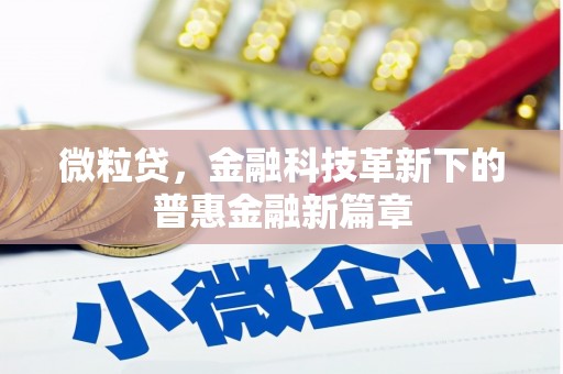 江汉微粒贷，金融科技革新下的普惠金融新篇章