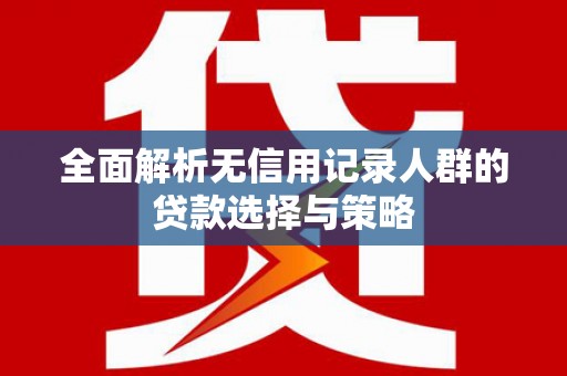 江汉全面解析无信用记录人群的贷款选择与策略
